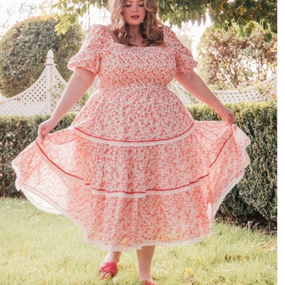 JessaKae Strawberry Shortcake Dress NWT XXL Pink Cottagecore Smocked Maxi NWT